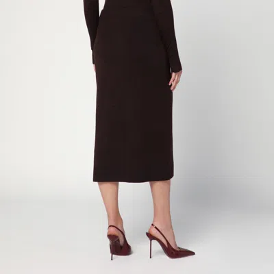 Victoria Beckham Brown Midi Skirt In Wool Blend