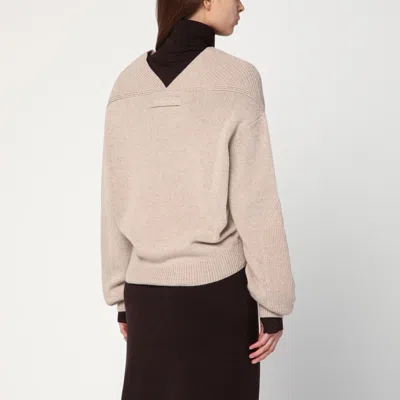 Victoria Beckham Sand-coloured Sweater In Wool And Cashmere