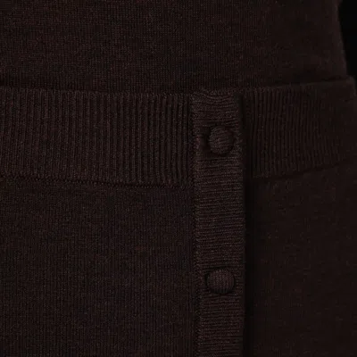 Victoria Beckham Brown Midi Skirt In Wool Blend