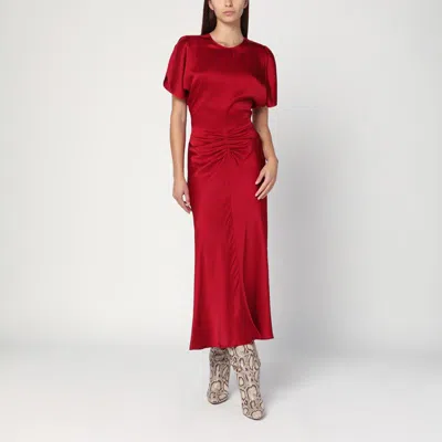 Victoria Beckham Fuchsia Pink Midi Dress With Gathered Waist