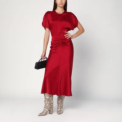 Victoria Beckham Fuchsia Pink Midi Dress With Gathered Waist