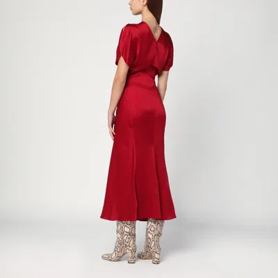 Victoria Beckham Fuchsia Pink Midi Dress With Gathered Waist