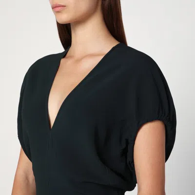 Victoria Beckham Dark Green Midi Dress In Satin In Green