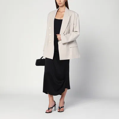 Victoria Beckham Pumice-coloured Double-breasted Jacket In White