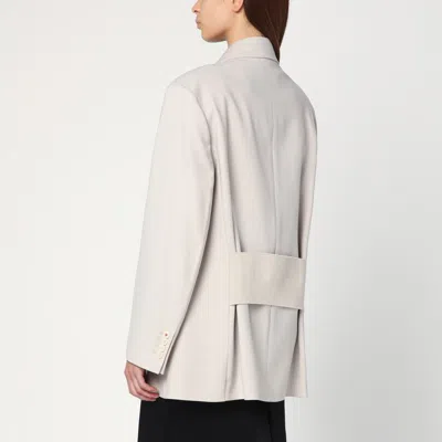 Victoria Beckham Pumice-coloured Double-breasted Jacket In White