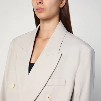 Victoria Beckham Pumice-coloured Double-breasted Jacket In White