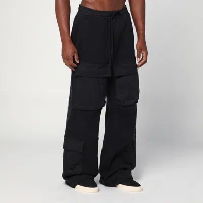 Entire Studios Cotton Cargo Pants Elastic Waistband In Black