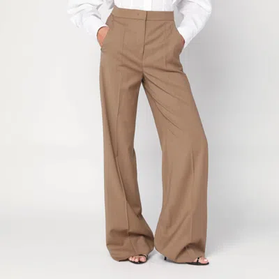 Max Mara Wide Beige Wool Trousers