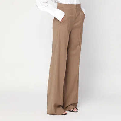 Max Mara Wide Beige Wool Trousers