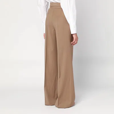 Max Mara Wide Beige Wool Trousers
