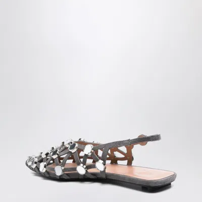 Attico Dark Grey Grid Ballerina In Gray