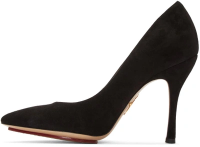 Shop Charlotte Olympia Black Suede Bacall Heels