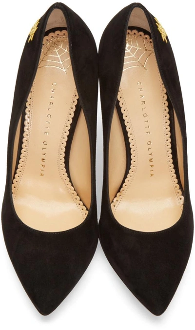 Shop Charlotte Olympia Black Suede Bacall Heels