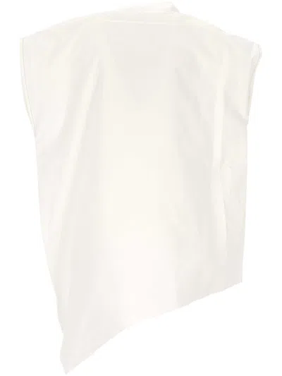 Carven White Sleeveless V Neck Top In White