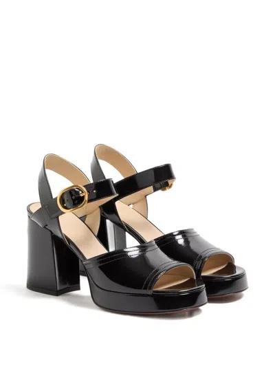 Valentino Garavani Fawcette Platform Sandal In Polished Calfskin 100mm Woman Black 42 In Black