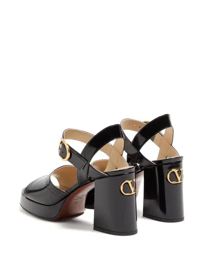 Valentino Garavani Fawcette Platform Sandal In Polished Calfskin 100mm Woman Black 42 In Black