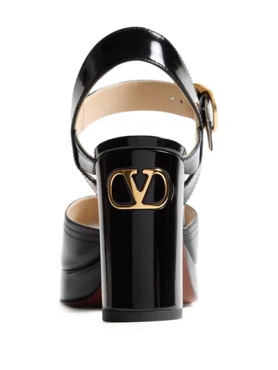 Valentino Garavani Fawcette Platform Sandal In Polished Calfskin 100mm Woman Black 42 In Black