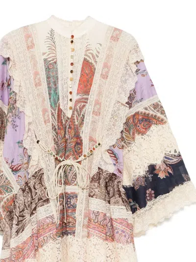 Zimmermann Rhiannon Billow Mini Dress In Multi