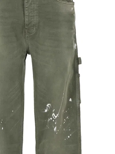 Amiri Khaki Army Logo Painted Slim Workman Jeans