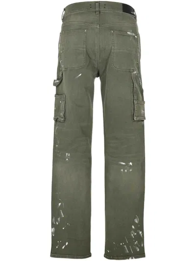 Amiri Khaki Army Logo Painted Slim Workman Jeans