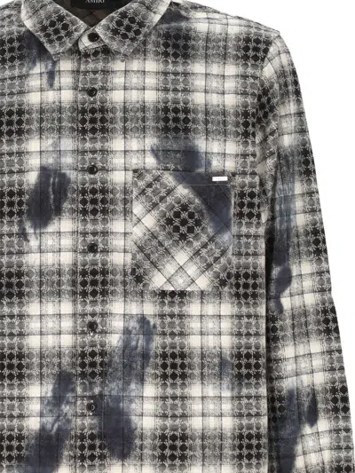 Amiri Ma Quad Bleach Splatter Flannel Button-up Shirt In Black