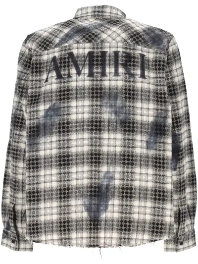 Amiri Ma Quad Bleach Splatter Flannel Button-up Shirt In Black