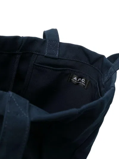 Apc A.p.c. Navy Blue Canvas Lou Rue Madame Shopping Bag In Blue