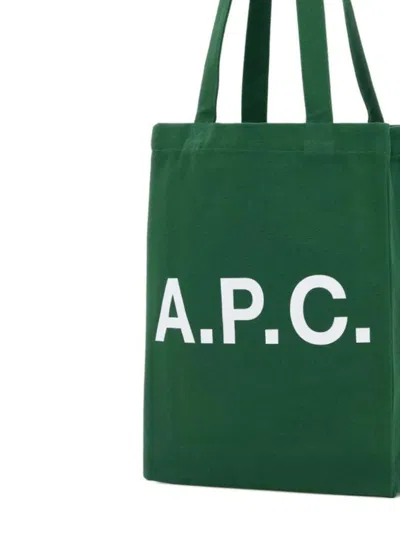Apc A.p.c. Lou Green Canvas Tote Bag In Green
