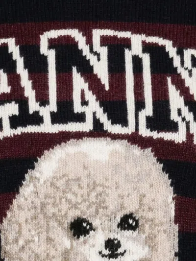 Ganni Graphic Wool Mix Poodle Stripe Sweaters And Cardigans Multicolor
