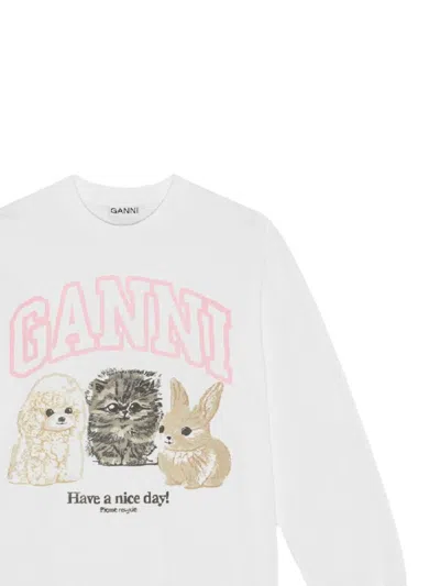 Ganni Oversized Printed Organic And Recycled Cotton-jersey Sweatshirt