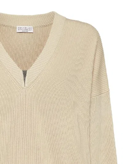 Brunello Cucinelli Beige Cotton Sweater