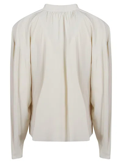 Patrizia Pepe Essential Long Sleeve Blouse In Neutral