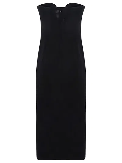 Pinko Fitted Black Stretch Viscose Midi Dress In Black