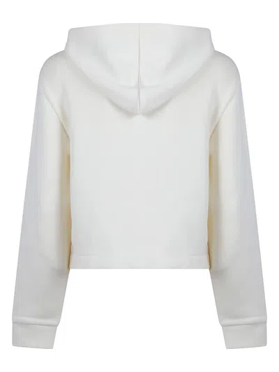 Moncler Ivory Zip-up Hoodie With Knit Details In White