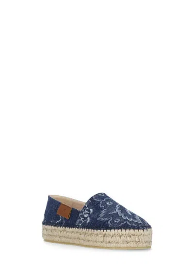 Etro Paisley Denim Jacquard Platform Espadrilles
