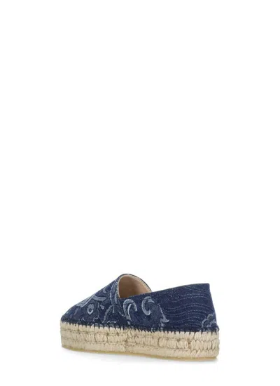 Etro Paisley Denim Jacquard Platform Espadrilles