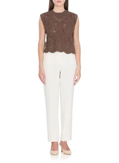 Antonelli Sleeveless Brown Cotton Blend Top In Brown