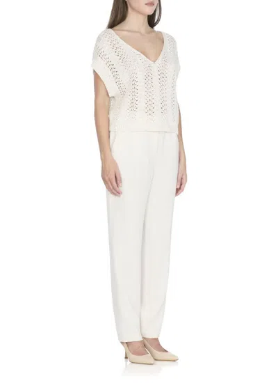 Antonelli Paillette-embellished Ivory Sweater With Wide Neckline In White