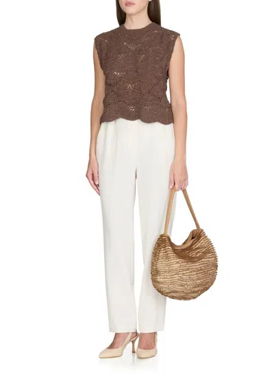 Antonelli Sleeveless Brown Cotton Blend Top In Brown