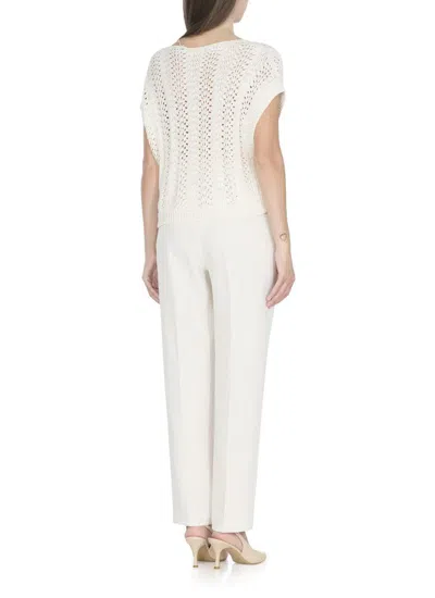Antonelli Paillette-embellished Ivory Sweater With Wide Neckline In White