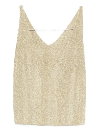 Ba&sh Zuani Lurex V-neck Top In Gold
