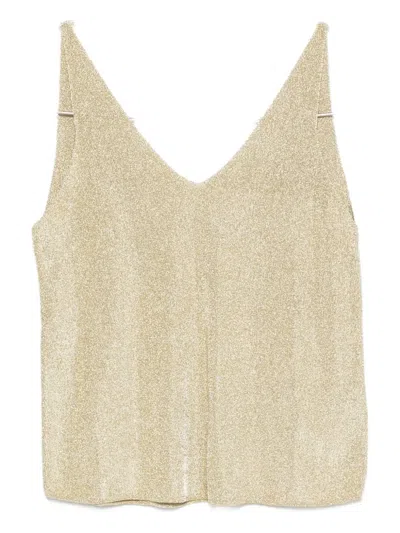 Ba&sh Zuani Lurex V-neck Top In Gold