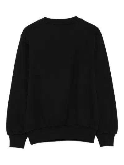 Balmain Gold-button Crew-neck Sweatshirt In Black
