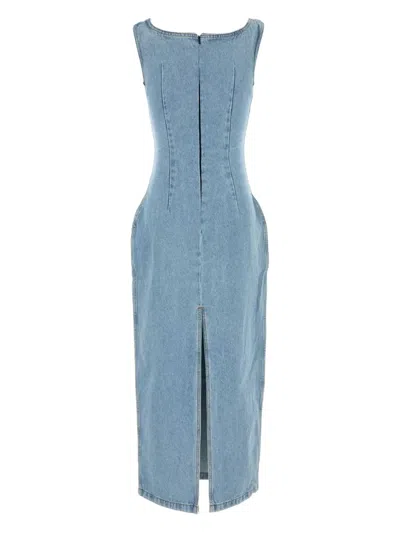 Magda Butrym Sleeveless Square Neckline Denim Dress With Back Slit