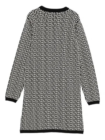 Balmain Monogram-pattern Dress In Black