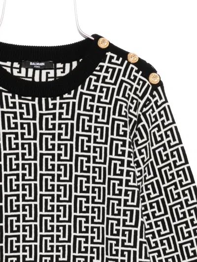 Balmain Monogram-pattern Dress In Black
