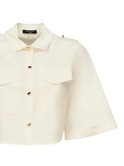 Marciano Flap-pocket Button Cropped Shirt In Neutral