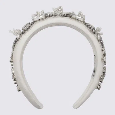 Self-portrait Cream Cotton And Metal Hair Accessories In White
