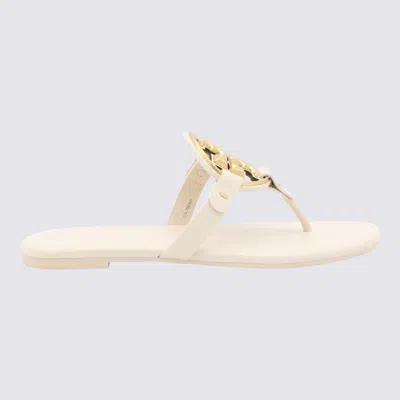 Tory Burch Cream Leather Miller Flats