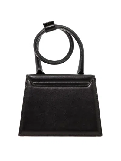 Jacquemus 'le Chiquito Noeud' Black Crossbody Bag With Logo Detail In Leather Woman